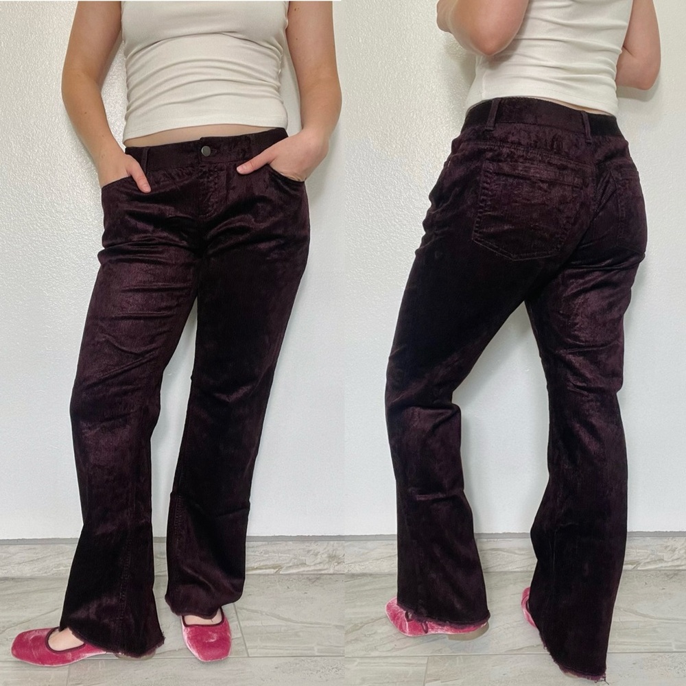 Elie Tahari | Plum Maroon Straight Leg Corduroy Pants